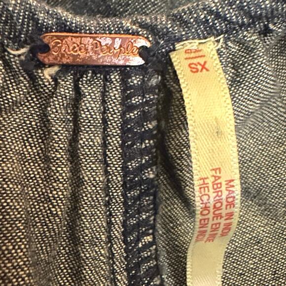 Free People Denim Dreams Midi Dress in 70s Blue Size XS Jean Jumper Retro - Picture 11 of 15